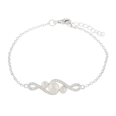 Graduated Beautiful CZ Pearl Adjustable Bracelet