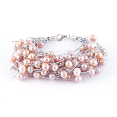Braided Multi Strand Fancy Pearl Bracelet