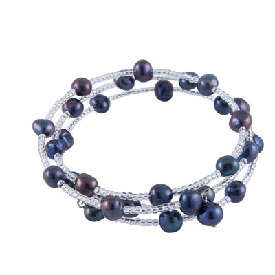 Fancy beaded Pearl Triple Row Bangle