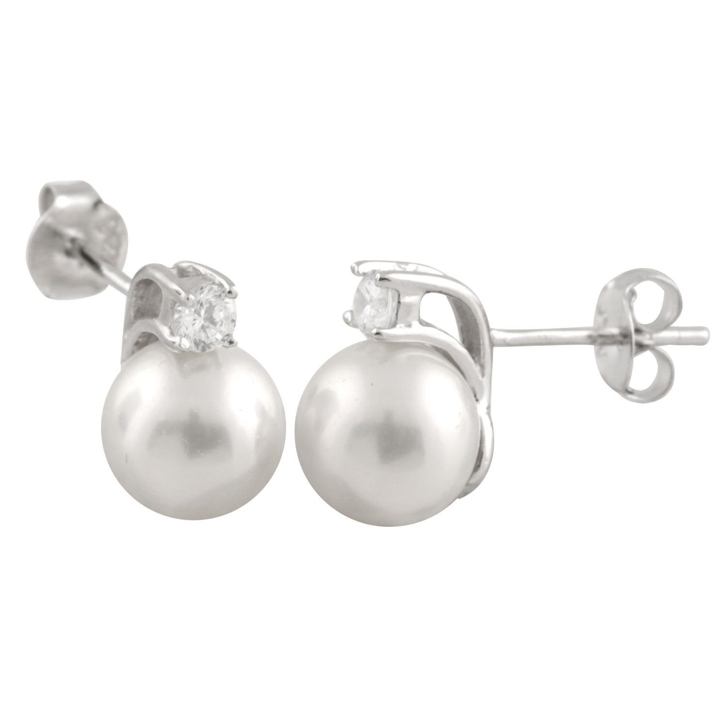 Accented Pearl Stud Earrings