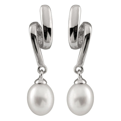 Dangling Silver Freshwater Pearl Earrings