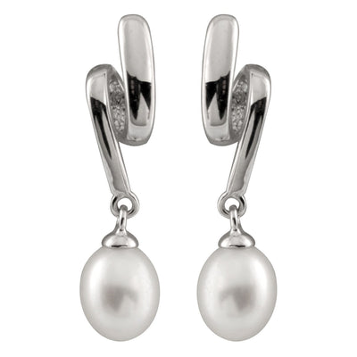 Dangling Silver Freshwater Pearl Earrings