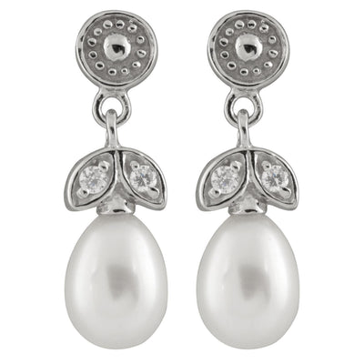 Dangling Silver Freshwater Pearl Earrings
