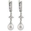 CZ Accented Lustuous White Pearl Earrings