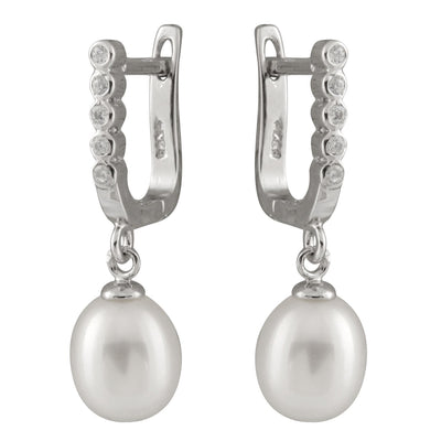 Dangling Silver Freshwater Pearl Earrings