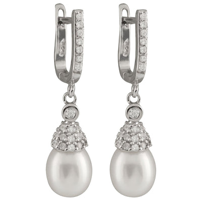 Dangling Silver Freshwater Pearl Earrings
