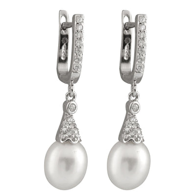 Dangling Silver Freshwater Pearl Earrings