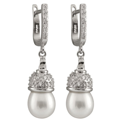 Dangling Silver Freshwater Pearl Earrings