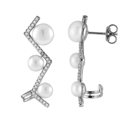 Sterling Silver Earcuffs with Pearls