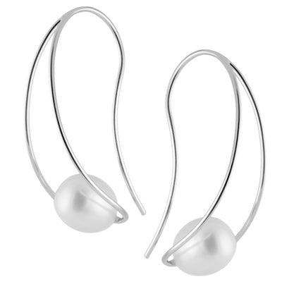 Fancy Sterling Silver Pearl Hook Earrings