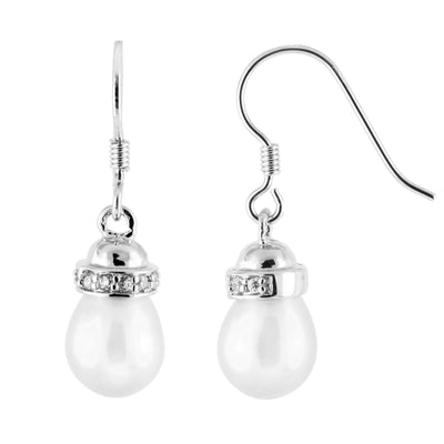 Dangling Silver Pearl Earrings