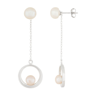 Dangling Double Pearl Earrings
