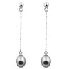 Dangling Lustuous Gray Pearl Earrings