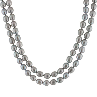 Bright Gray Colored Endless Pearl Necklace
