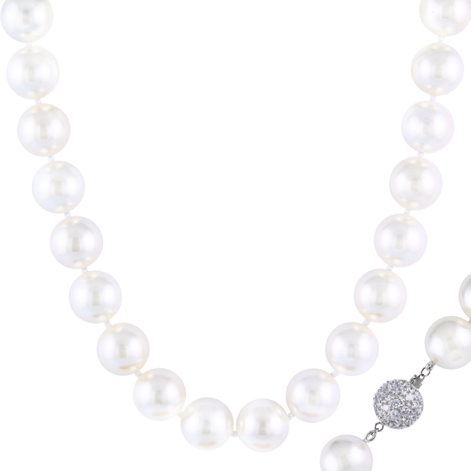 Radiant Large Clasp White Pearl Necklace