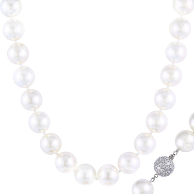 Radiant Large Clasp White Pearl Necklace