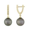 Fancy Yellow Gold Diamond Pearl Earrings