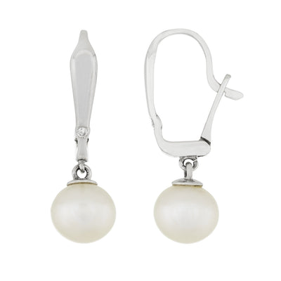 Dangling White Gold Leverback Earrings