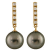 Diamond Encrusted Dangling Pearl Earrings