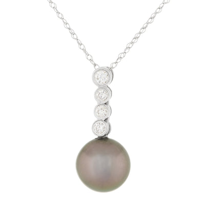 Bezel Diamond Pearl Pendant