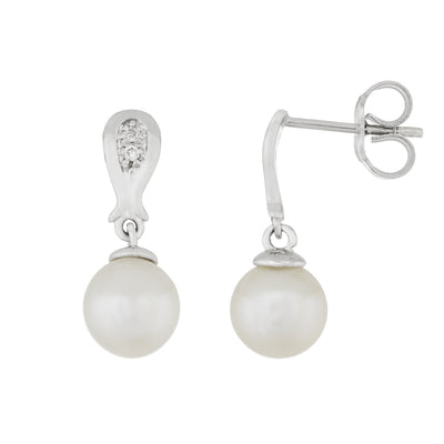 Fancy Diamond Cluster Pearl Earrings