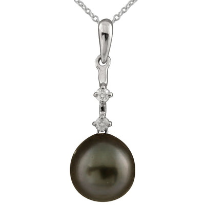 Double Diamond Pearl Pendant