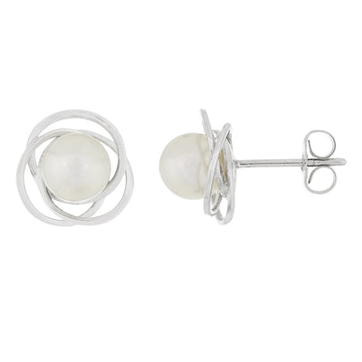 Loveknot Akoya Pearl Stud Earrings