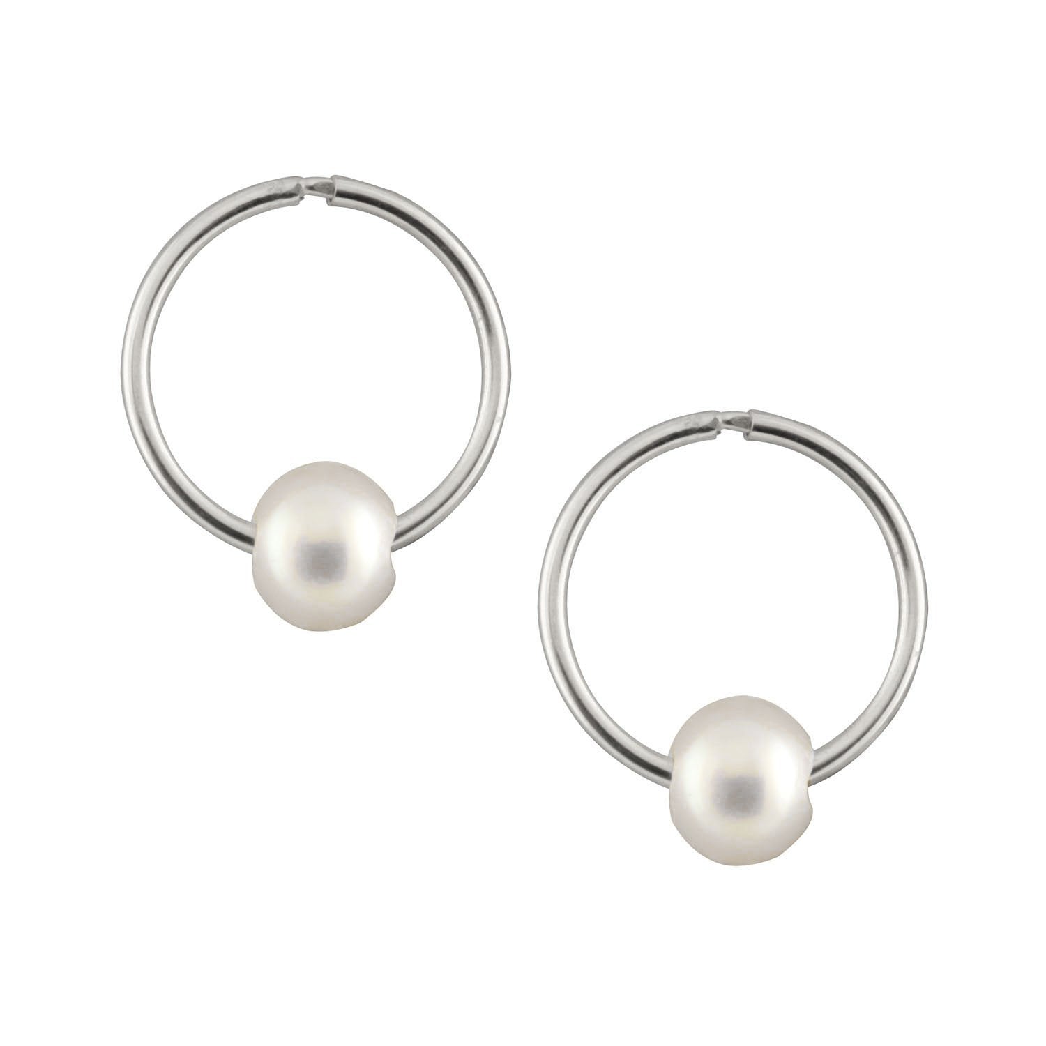 14mm Gold Sleeper Freshwater Pearl Earrings