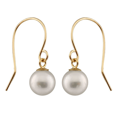 14k Gold Beautiful Hook Pearl Dangling Earrings