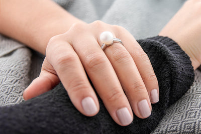 White Pearl Semi Eternity Ring
