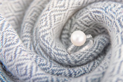 White Pearl Semi Eternity Ring