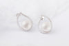 Fancy Sterling Silver CZ Pearl Halo Earrings