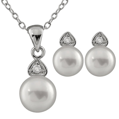Cubic Accented Pendant and Earring Set
