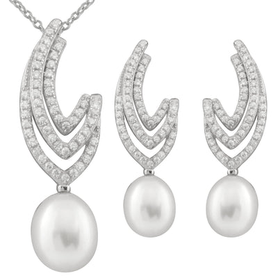Dangling Micropave Cubic Pearl Set