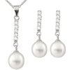 Fancy Dangling Cubic Pearl Set