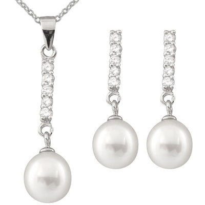 Fancy Dangling Cubic Pearl Set