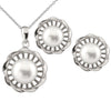 Sterling Silver Pearl Halo 2 Piece Set