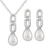 Micropave Cubic Pearl Pendant and Earring Set