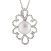 Fancy CZ and Freshwater Pearl Pendant in Silver