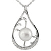 Fancy CZ and Freshwater Pearl Pendant in Silver