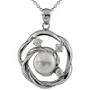 Fancy CZ and Freshwater Pearl Pendant in Silver