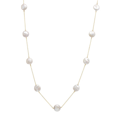 Gold Freshwater Pearl Chain Necklace