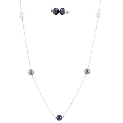 Freshwater Pearl Station necklace Set