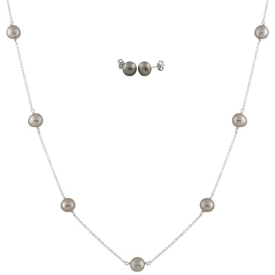 Freshwater Pearl Station necklace Set
