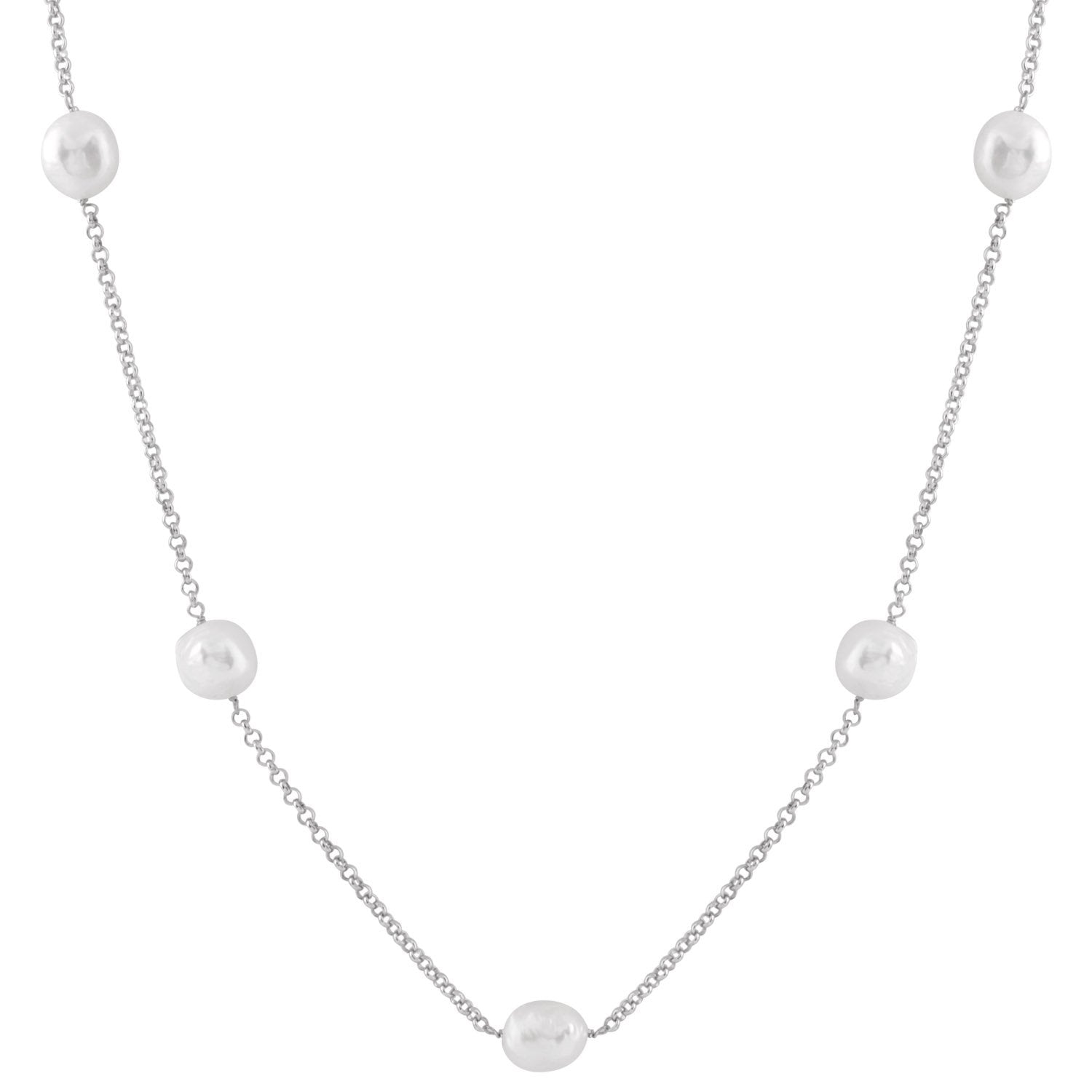 Beautiful Baroque Pearl Station Necklace