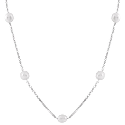 Beautiful Baroque Pearl Station Necklace