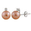 Natural Diamond Accented Freshwater Pearl Studs