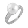 White Pearl Semi Eternity Ring