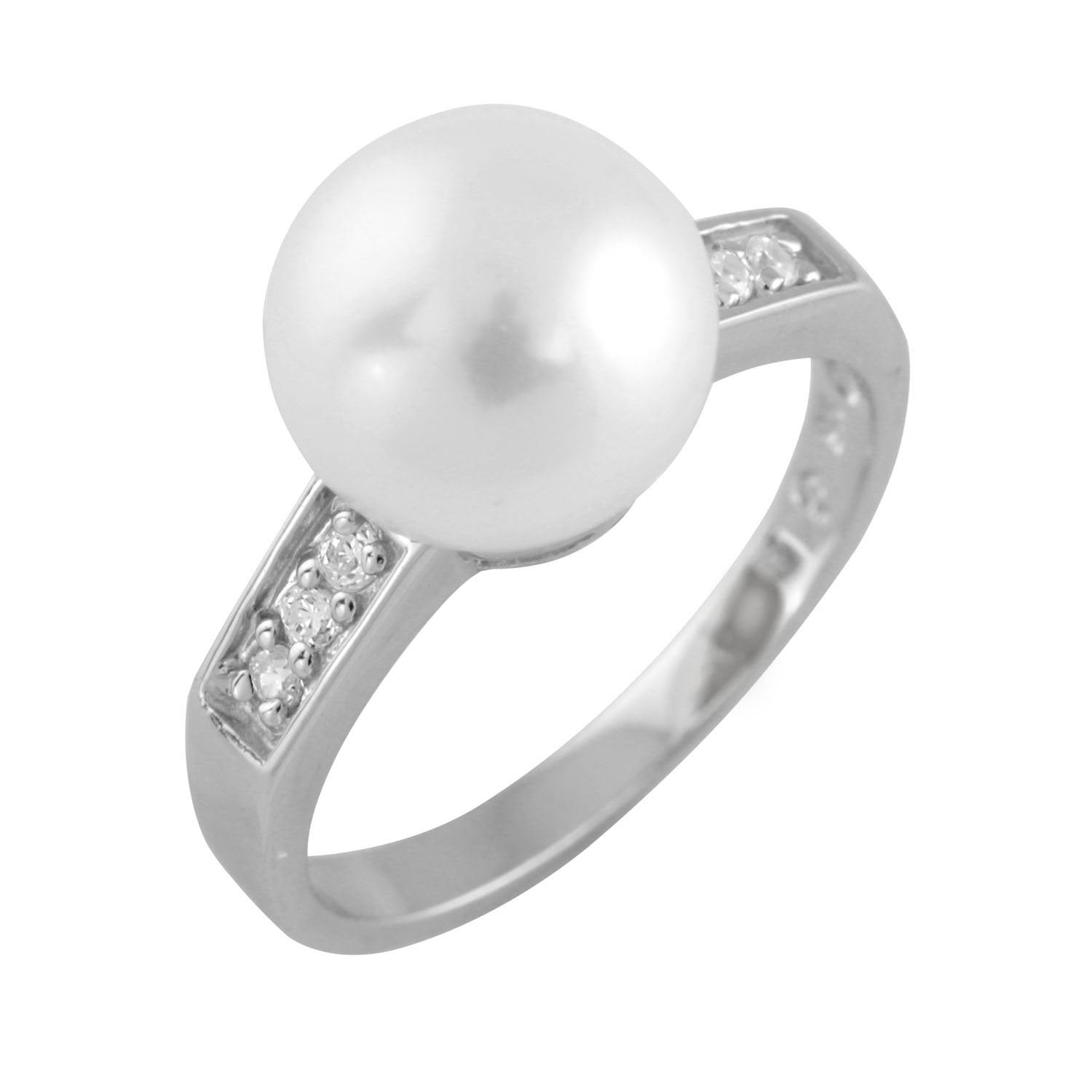 White Pearl Semi Eternity Ring