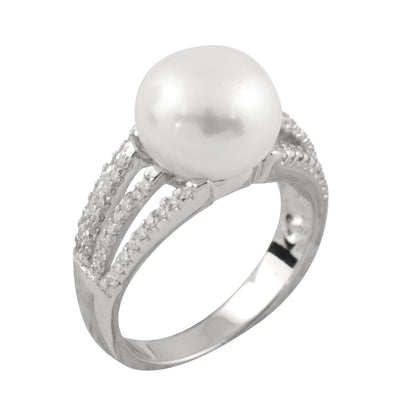 Triple Shank Pearl Cubic Ring